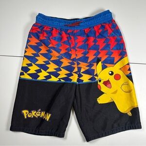 Pokemon Pikachu Boy Swim Trunks Vibrant Blue, Red, Yellow Size L
